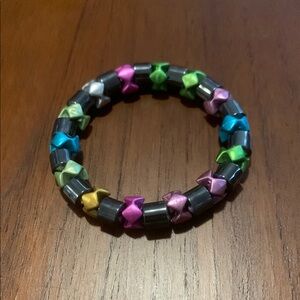 Hematite Gem & Beaded Stretch Bracelet